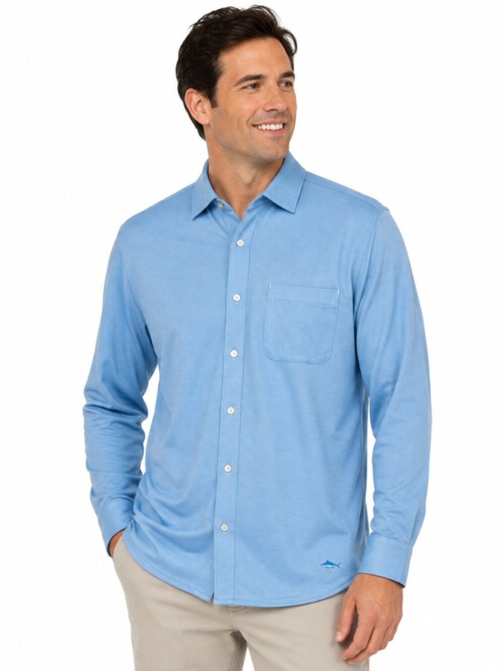 Tommy Bahama San Lucio Stretch Men’s Medium Blue Long Sleeve Button Up Shirt